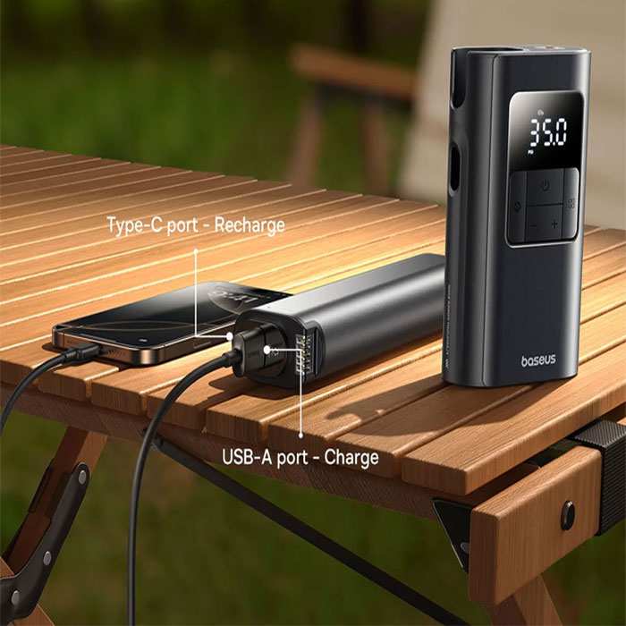 پمپ باد شارژی، چراغ قوه و پاوربانک بیسوس VA1 BS-CG034