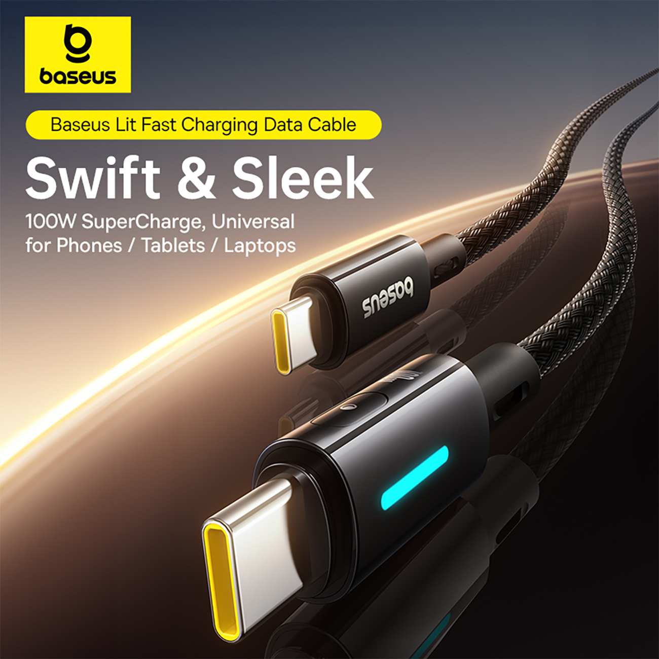 کابل دو سر تایپ سی فست شارژ 100 وات یک متری بیسوس CB000148