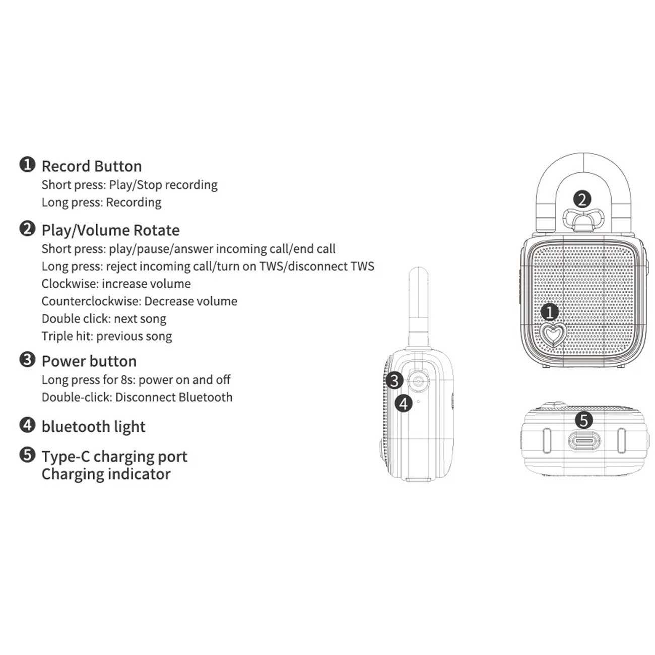 مینی اسپیکر بلوتوثی قابل حمل شارژی دیووم LOVE LOCK