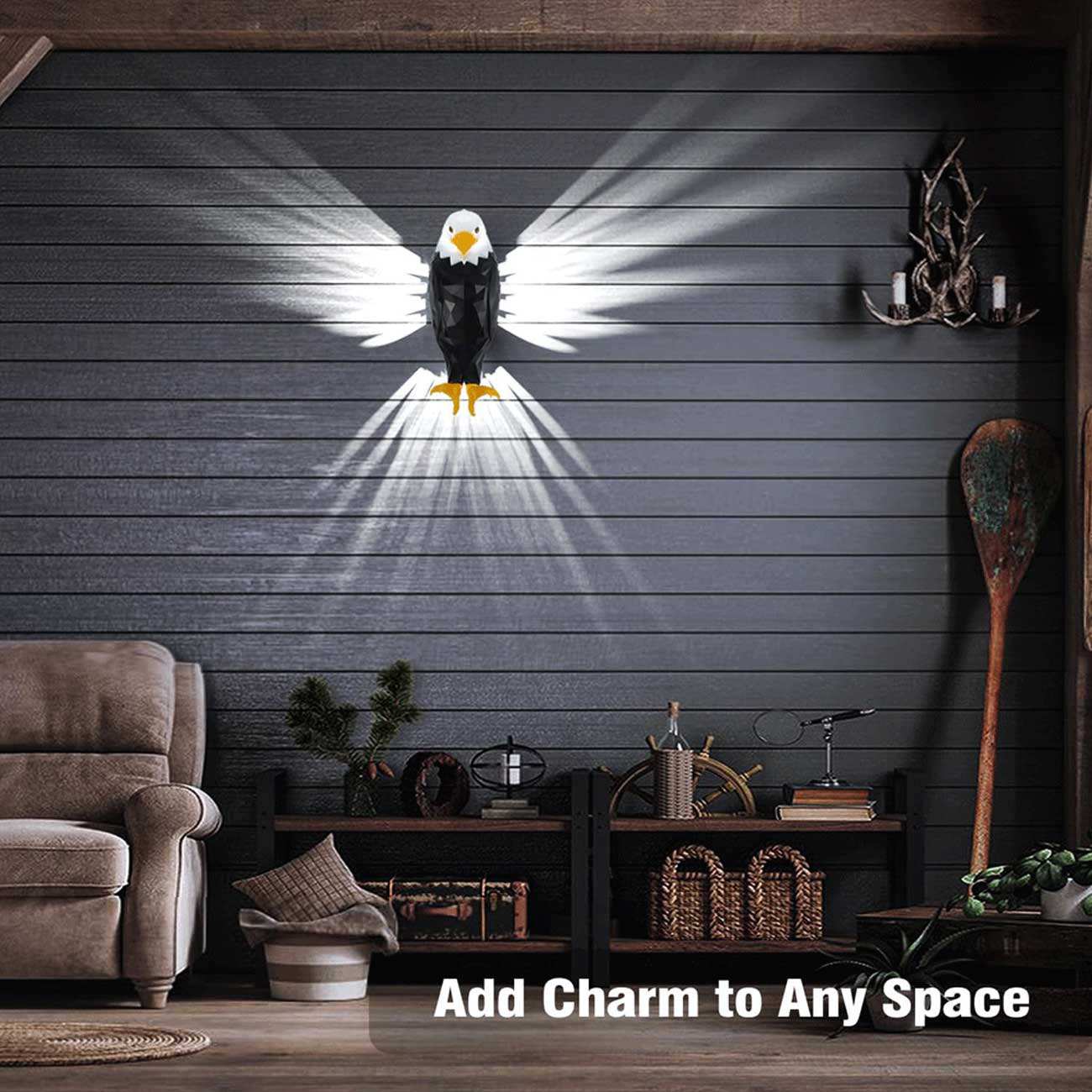 چراغ خواب دیواری سه بعدی طرح عقاب Eagle با قابلیت کنترل از راه دور