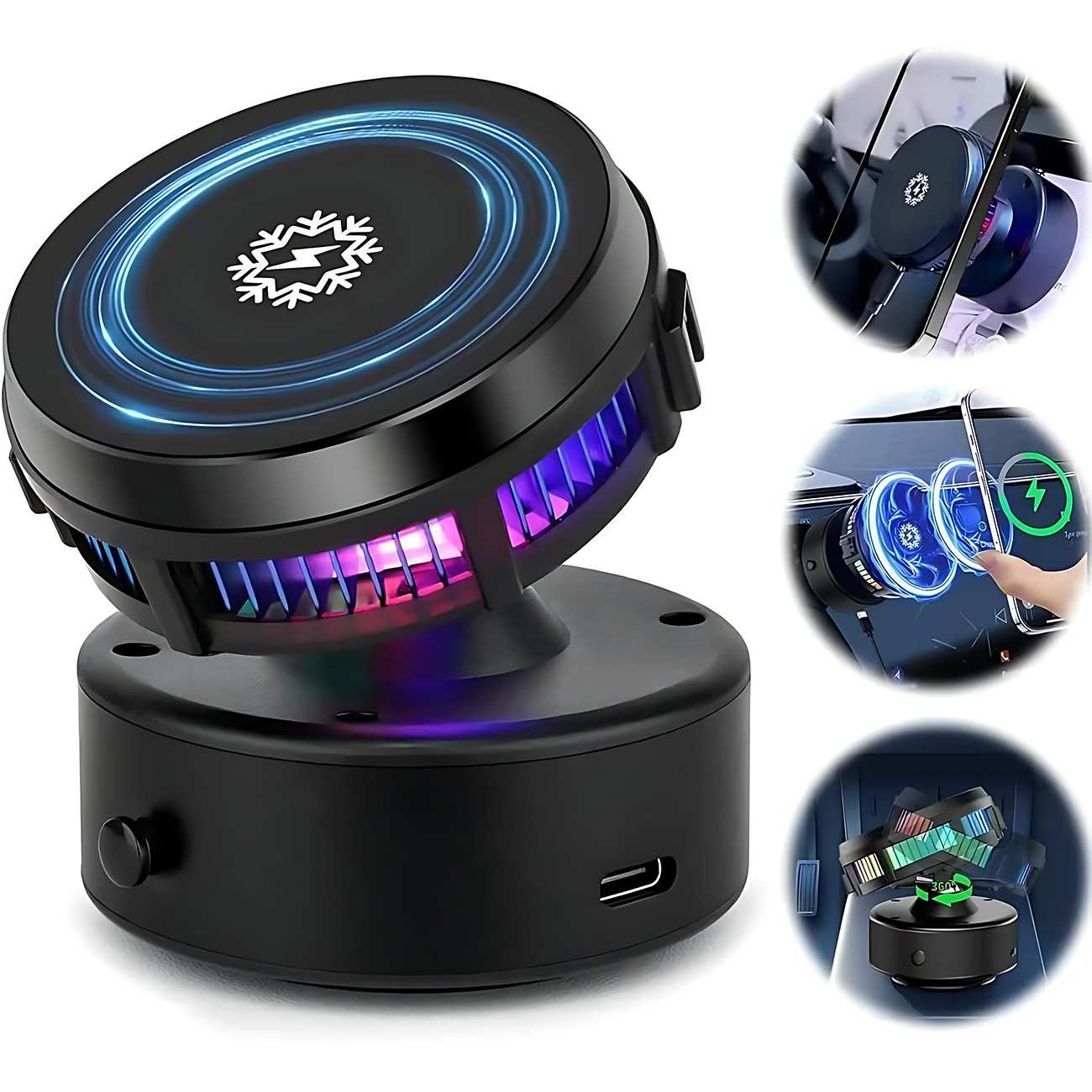 هولدر مکشی مگنتی، شارژر بیسیم 15 وات و فن خنککننده گوشی موبایل قابل شارژ چندکاره XT60-L