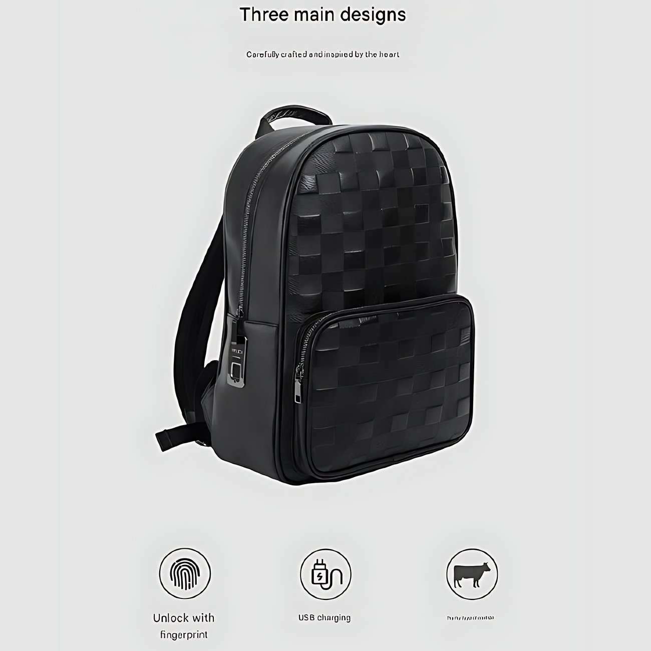 کوله پشتی هوشمند با قفل اثر انگشت مدل چهارخانه