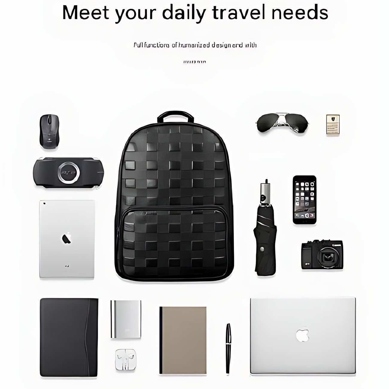 کوله پشتی هوشمند با قفل اثر انگشت مدل چهارخانه