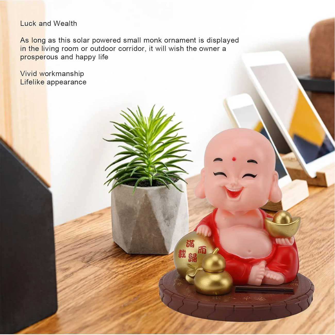 مجسمه فنگشویی خورشیدی متحرک بودا با سر لرزان BABY