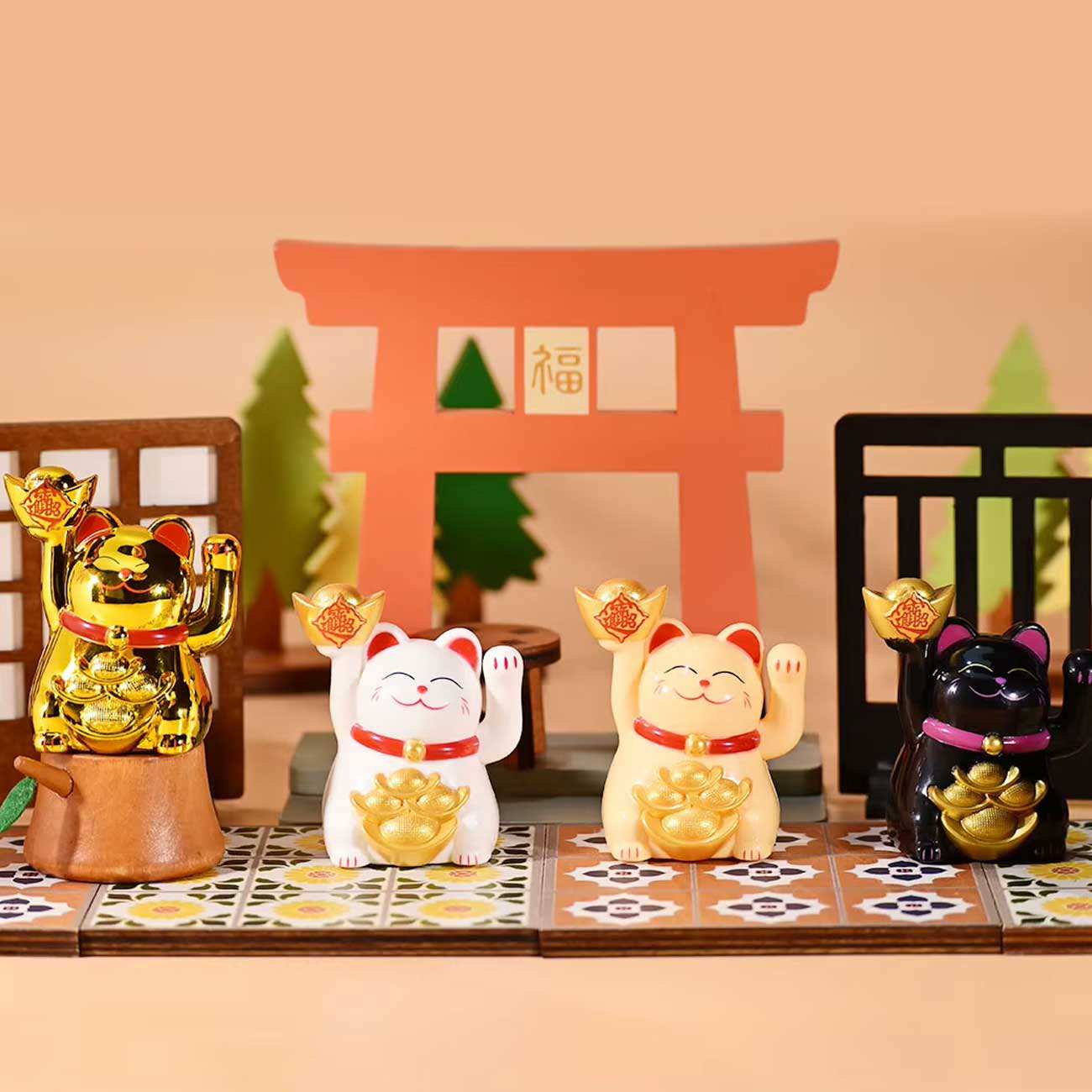 گربه شانس مانکی نکو خورشیدی فنگشویی سایز کوچک MLY23101