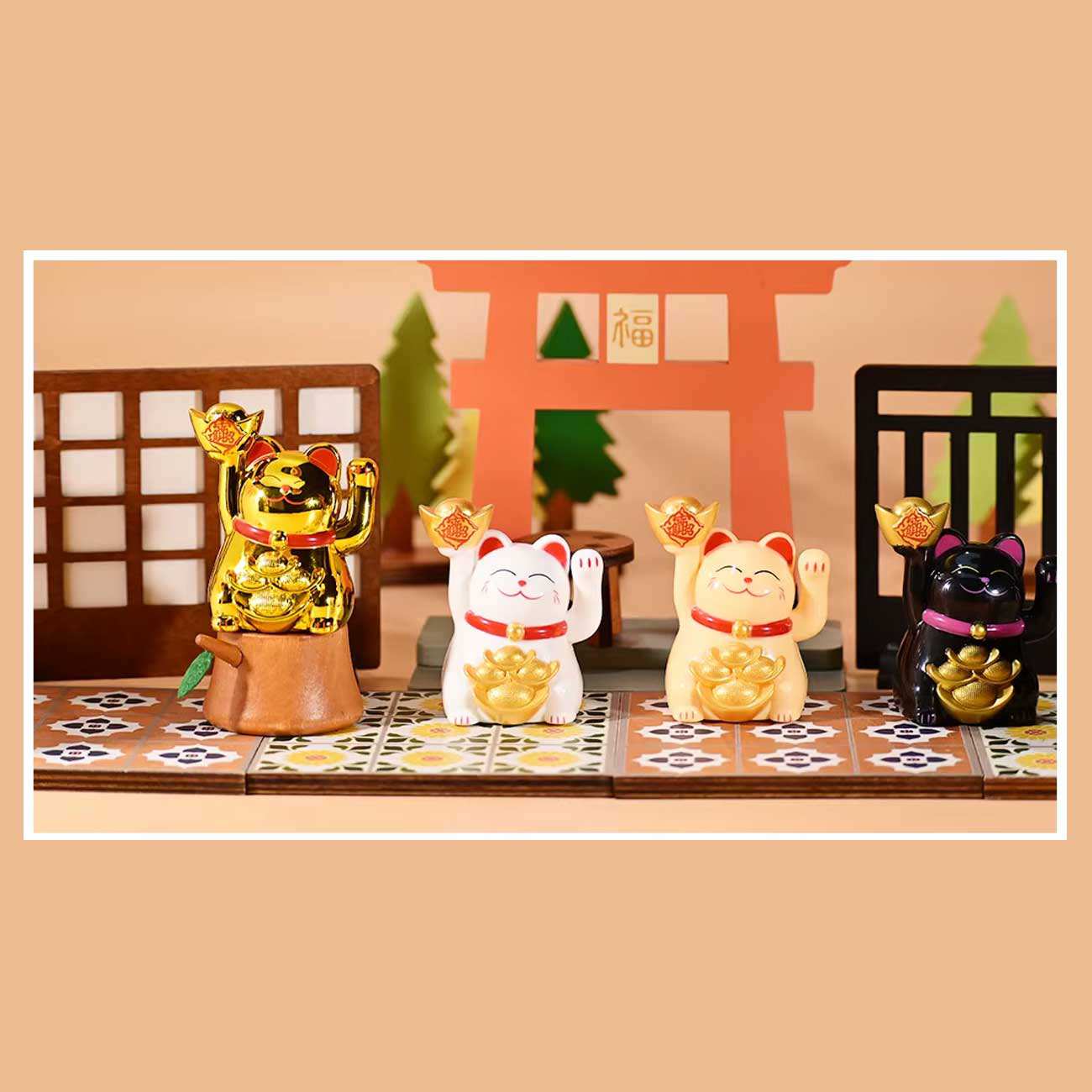 گربه شانس مانکی نکو خورشیدی فنگشویی سایز کوچک MLY23101