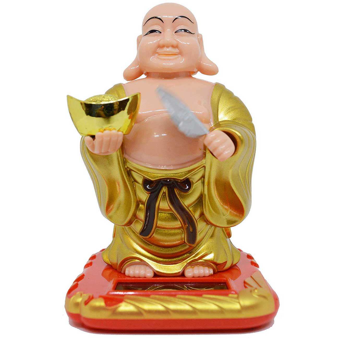 مجسمه فنگشویی خورشیدی متحرک بودا مدل بادبزن