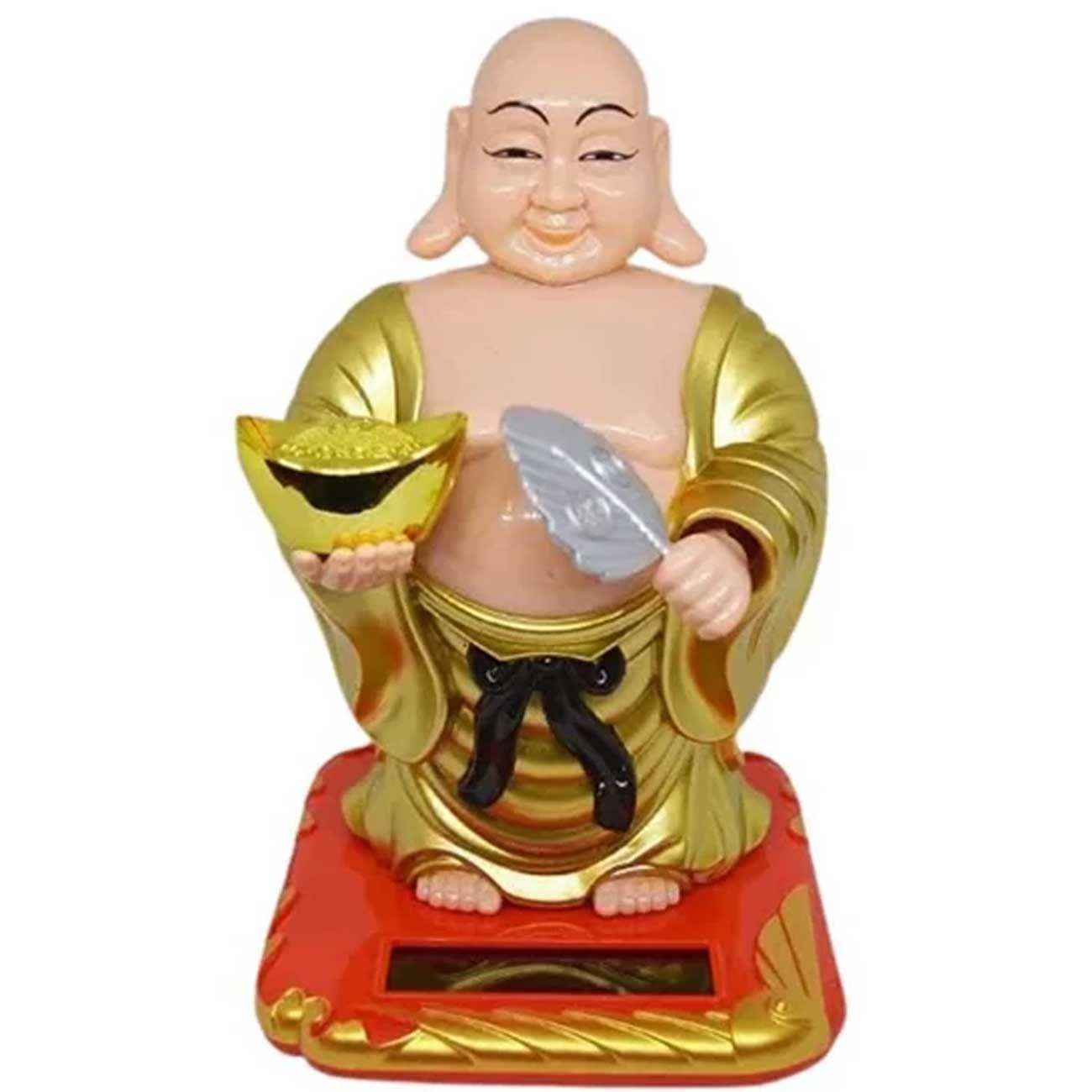 مجسمه فنگشویی خورشیدی متحرک بودا مدل بادبزن