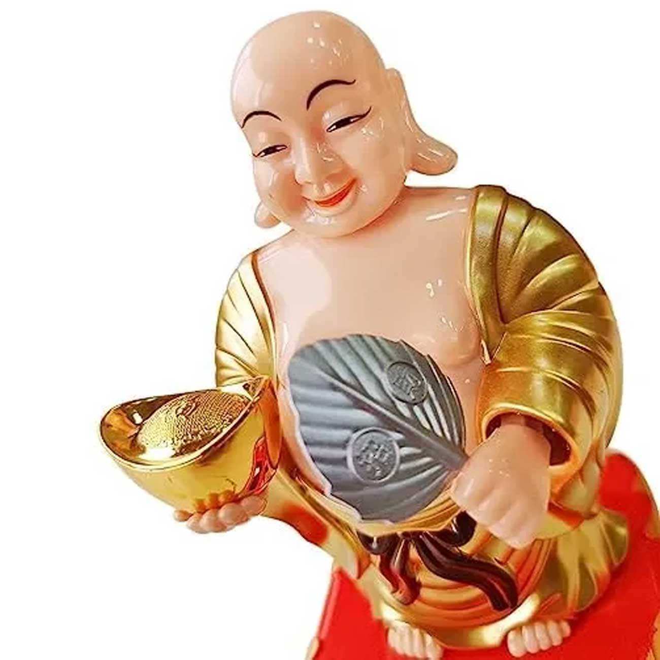 مجسمه فنگشویی خورشیدی متحرک بودا مدل بادبزن