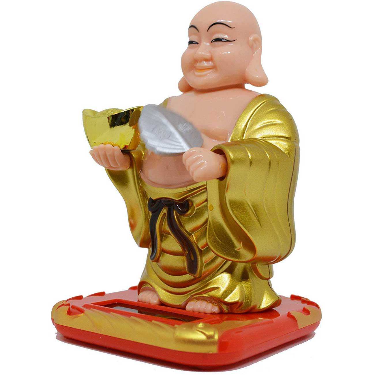 مجسمه فنگشویی خورشیدی متحرک بودا مدل بادبزن