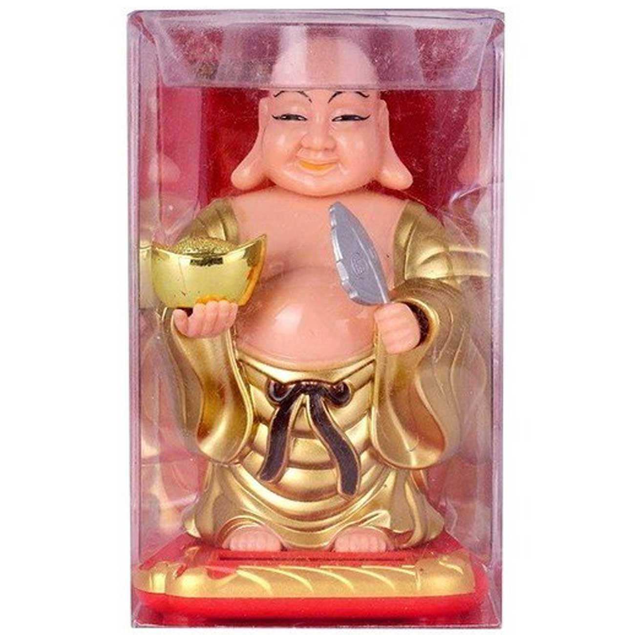 مجسمه فنگشویی خورشیدی متحرک بودا مدل بادبزن