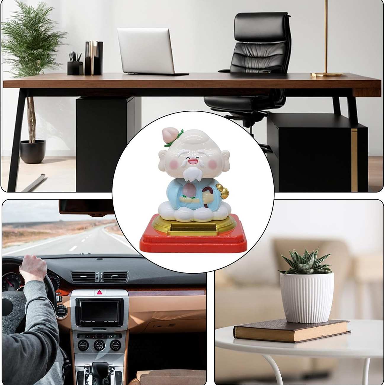 مجسمه خورشیدی فنگشویی مرد چینی با سر لرزان سایز بزرگ JS812A-JS812B