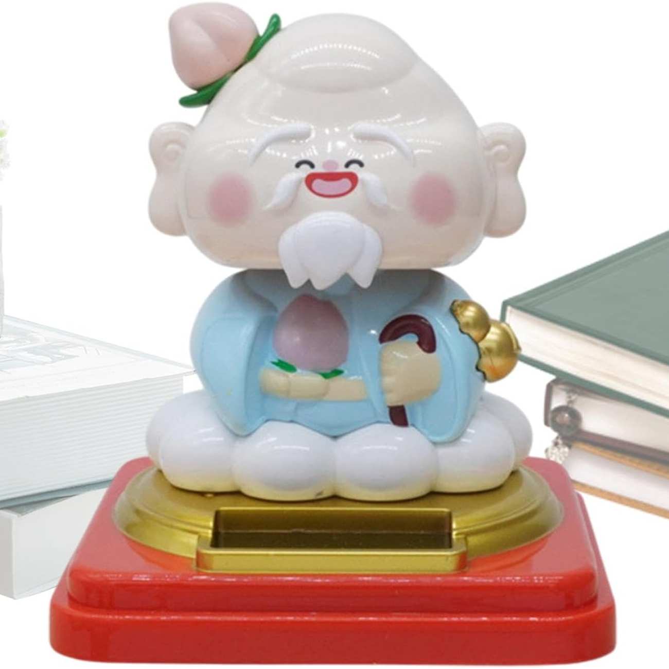 مجسمه خورشیدی فنگشویی مرد چینی با سر لرزان سایز بزرگ JS812A-JS812B