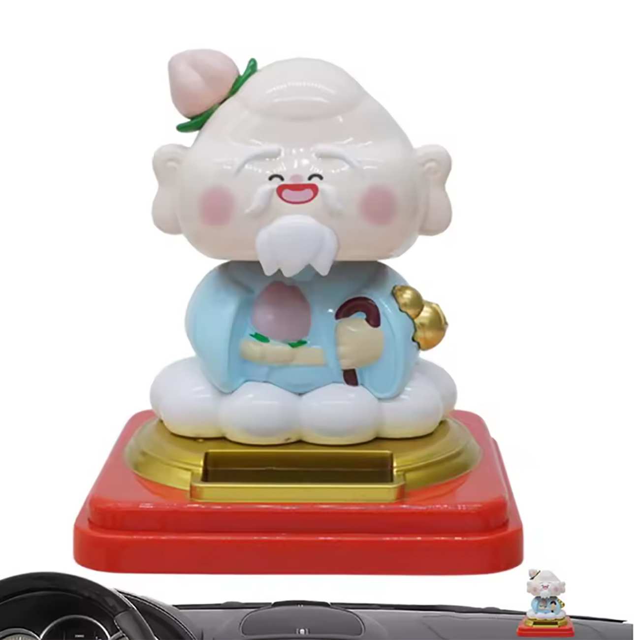 مجسمه خورشیدی فنگشویی مرد چینی با سر لرزان سایز بزرگ JS812A-JS812B