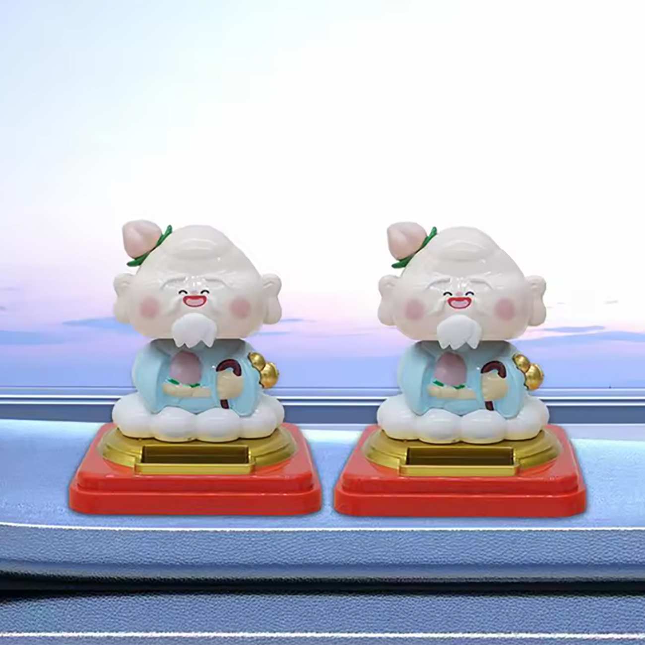 مجسمه خورشیدی فنگشویی مرد چینی با سر لرزان سایز بزرگ JS812A-JS812B