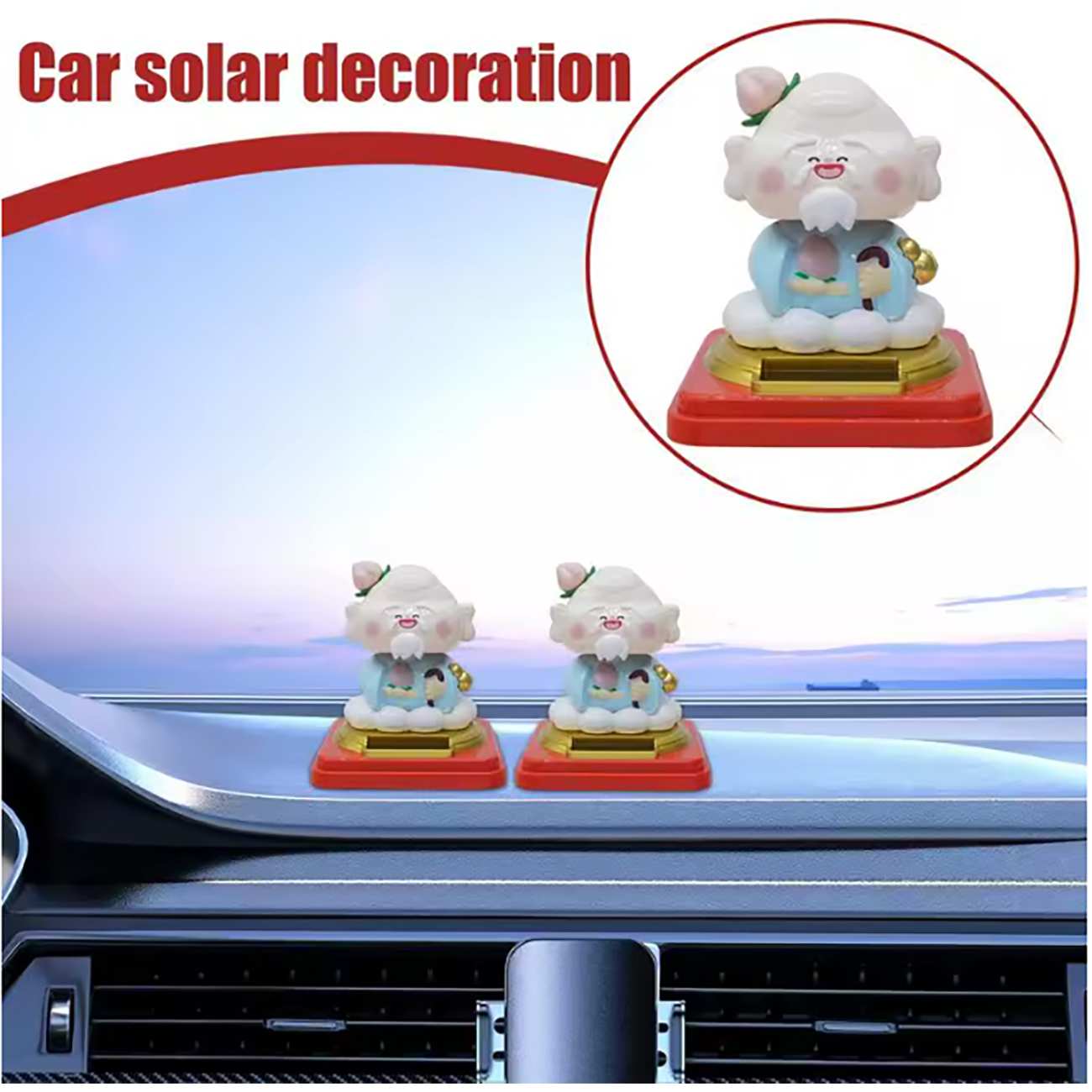 مجسمه خورشیدی فنگشویی مرد چینی با سر لرزان سایز بزرگ JS812A-JS812B