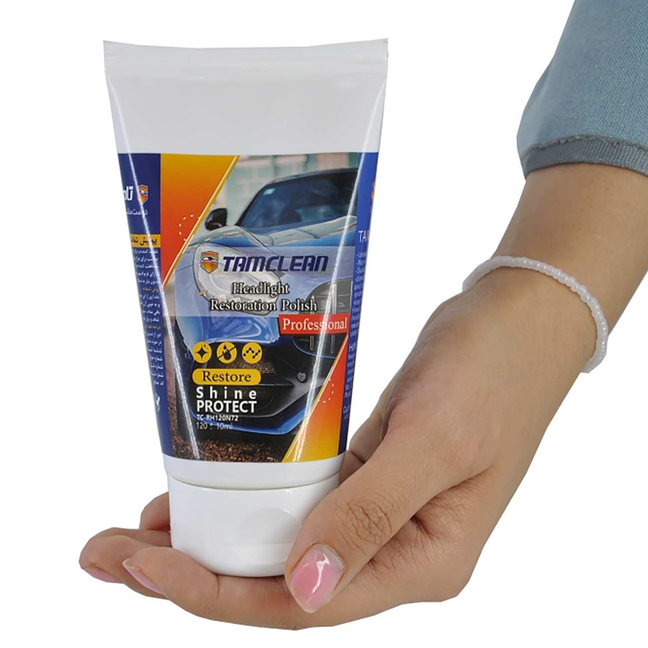 پولیش شفاف کننده چراغ خودرو تام کلین حجم 120 میلی لیتر TC-RH120N72