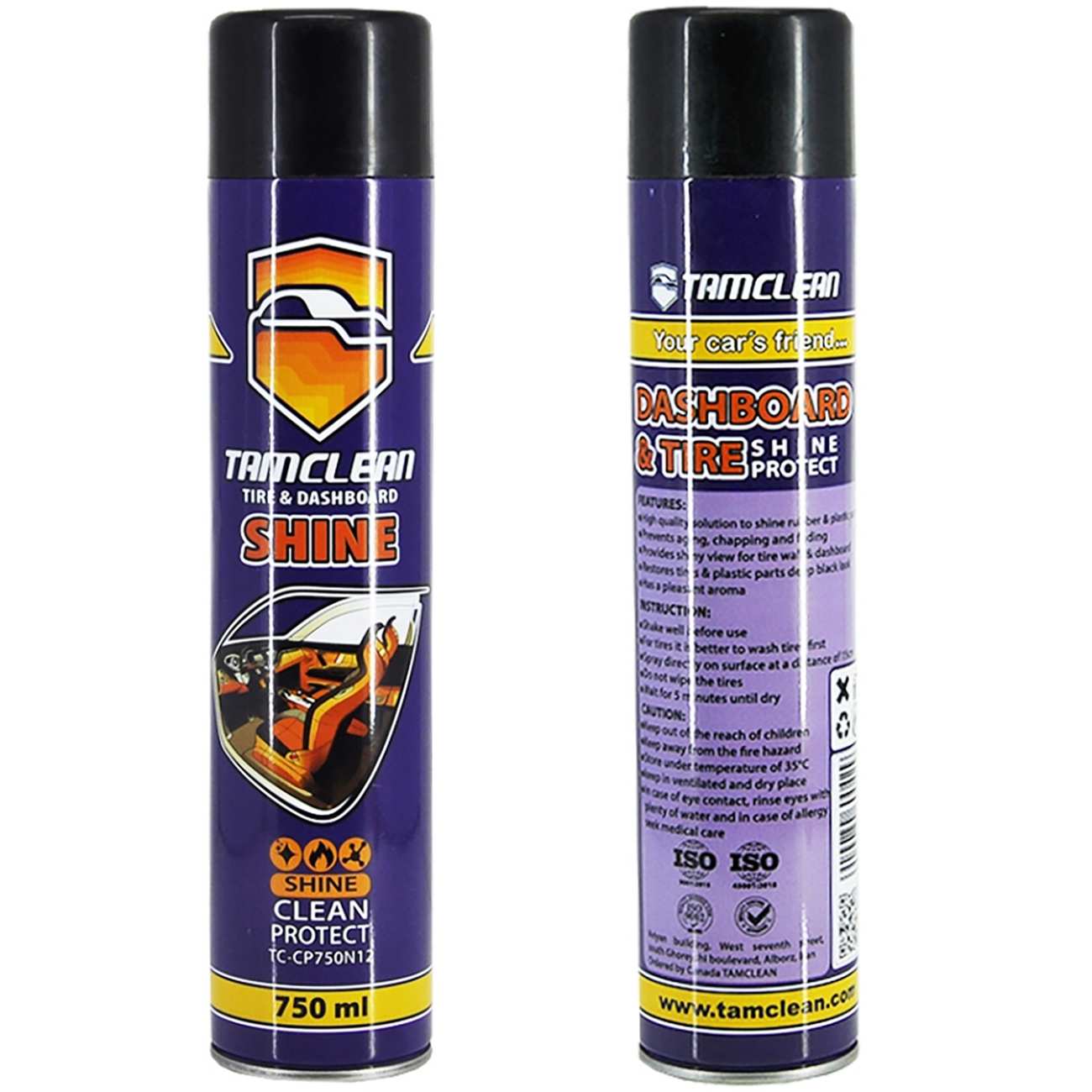 اسپری براق کننده داشبورد و لاستیک تام کلین حجم 750 میلی لیتر TC-CP750N12