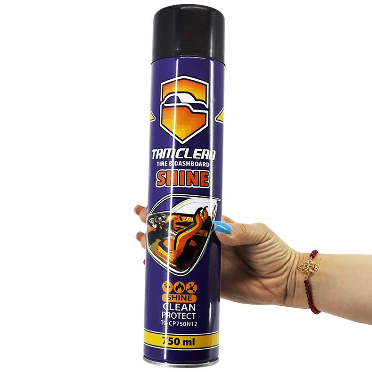 اسپری براق کننده داشبورد و لاستیک تام کلین حجم 750 میلی لیتر TC-CP750N12