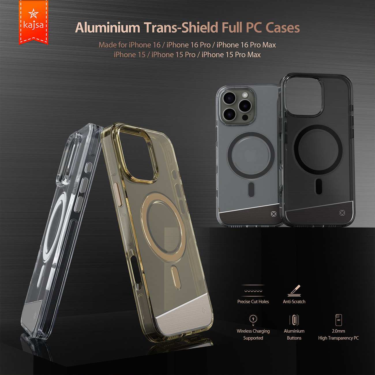 قاب شفاف مگسیف آیفون 16 پرو کاجسا Trans-Shield