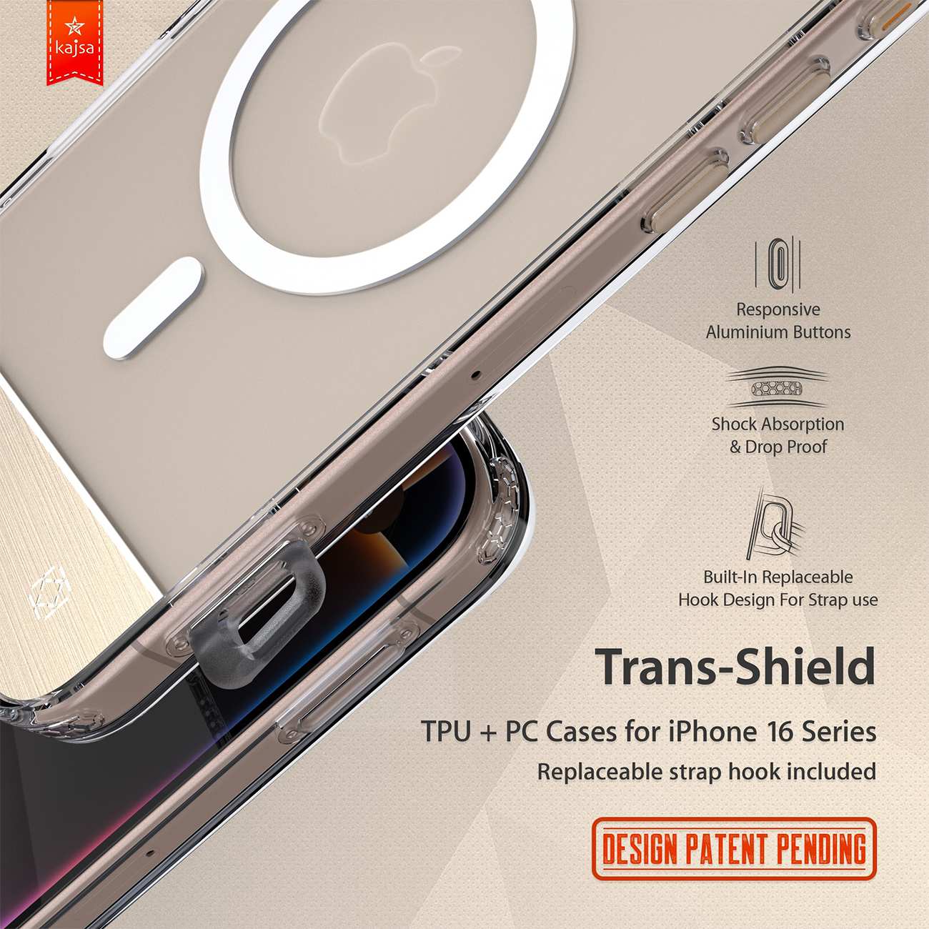 قاب شفاف مگسیف آیفون 16 پرو مکس کاجسا MAGSAFE