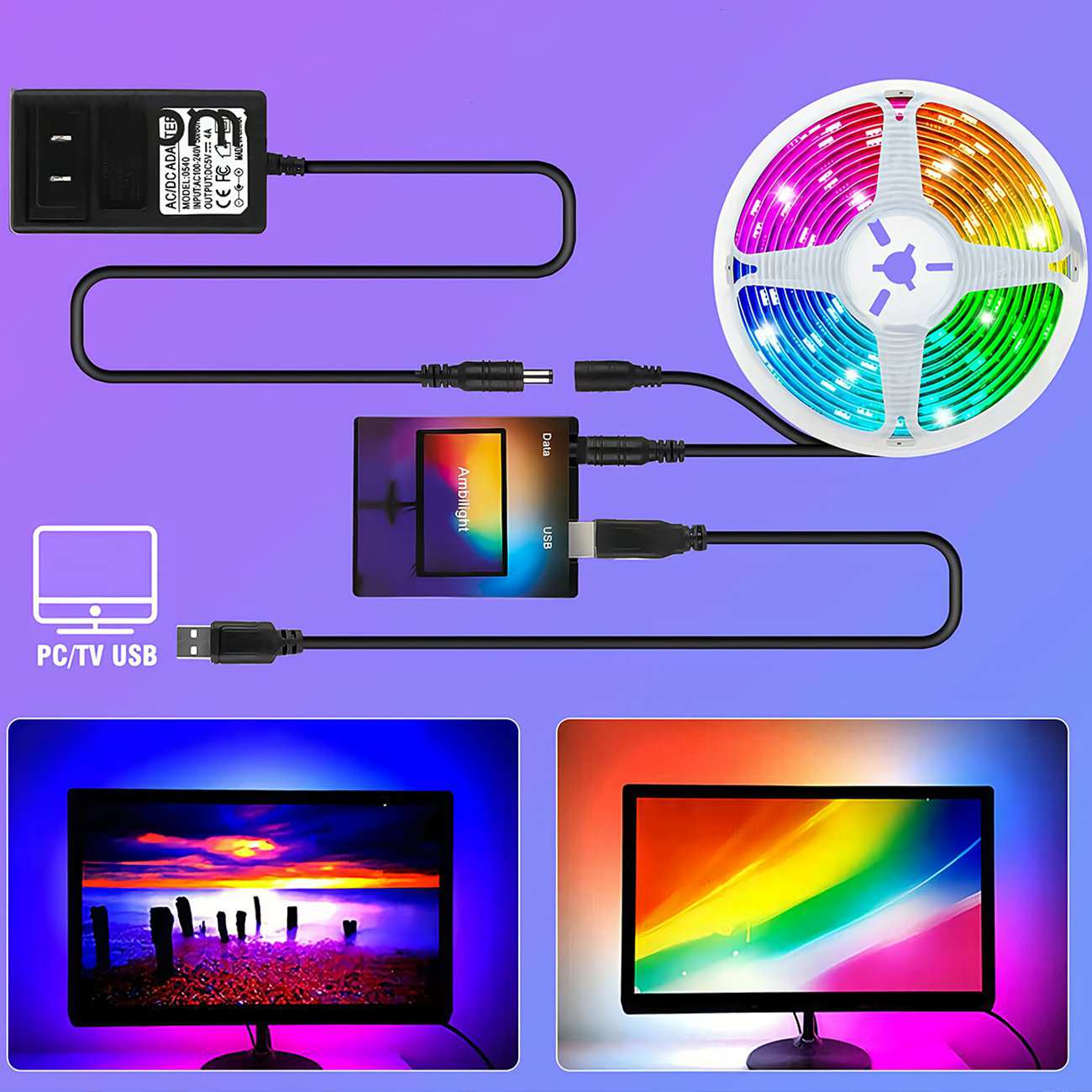 سینک باکس نورپردازی هوشمند تلویزیون 5 متری