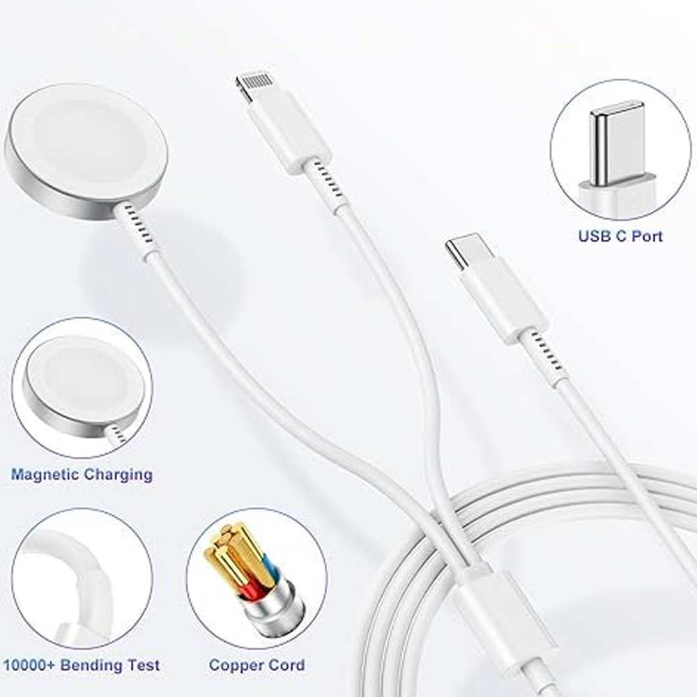 کابل تایپ سی به لایتنینگ 27 وات و شارژ مگنتی اپلواچ 1.2 متری پرووان PWL835