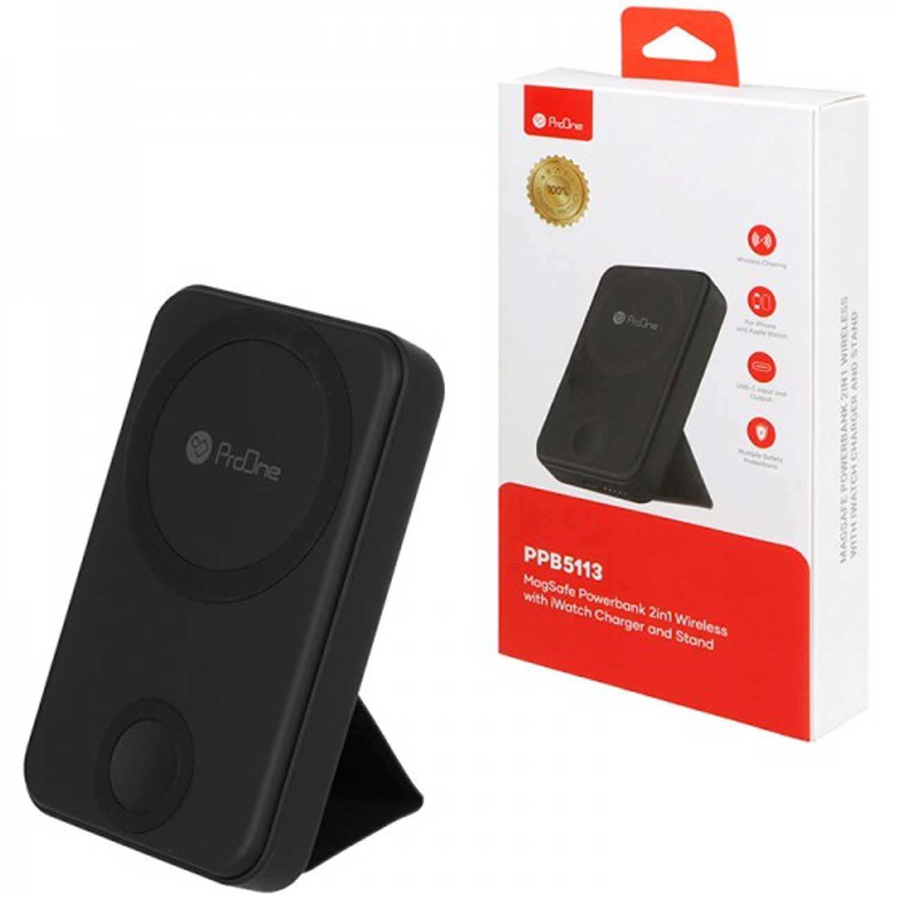 پاوربانک 10000 بیسیم 15 وات گوشی موبایل و اپلواچ و تایپسی 20 وات پرووان PPB5113