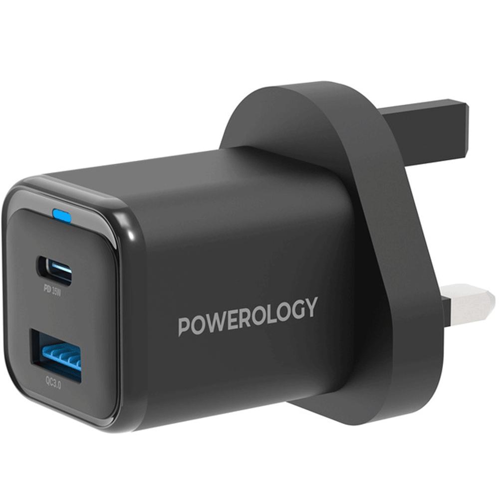 شارژر دیواری تایپ سی و یو اس بی 35 وات پاورولوژی PWCUQC023-C