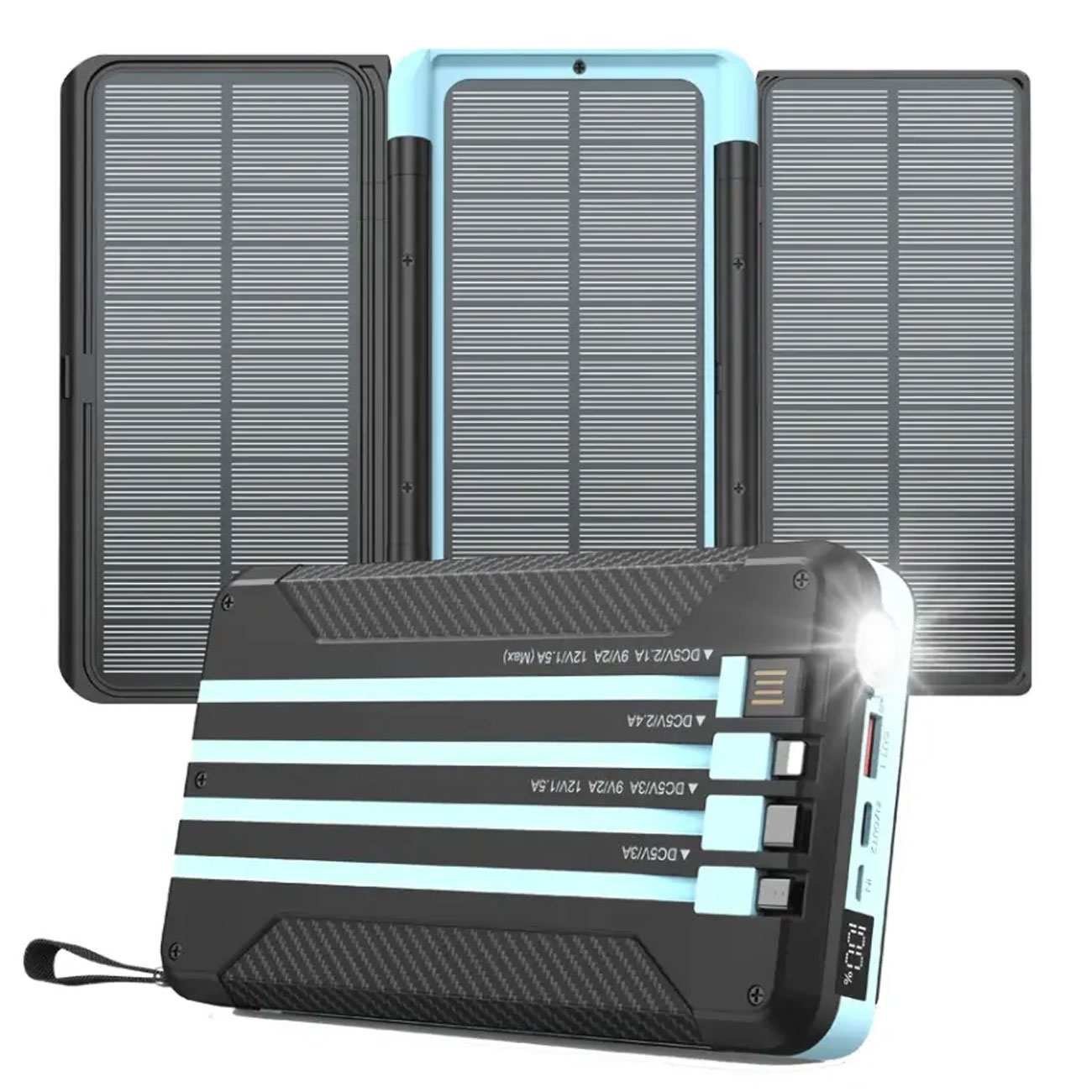 پاوربانک خورشیدی تایپسی و یواسبی و لایتنینگ 20 وات 16000 میلیآمپرساعت پاورولوژی PP070-PPBCHA70-BK