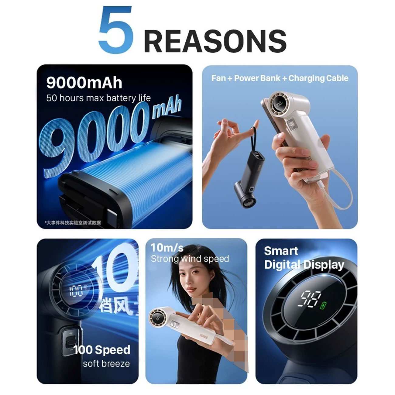 پنکه شارژی دستی و پاوربانک سوتینگ 2424