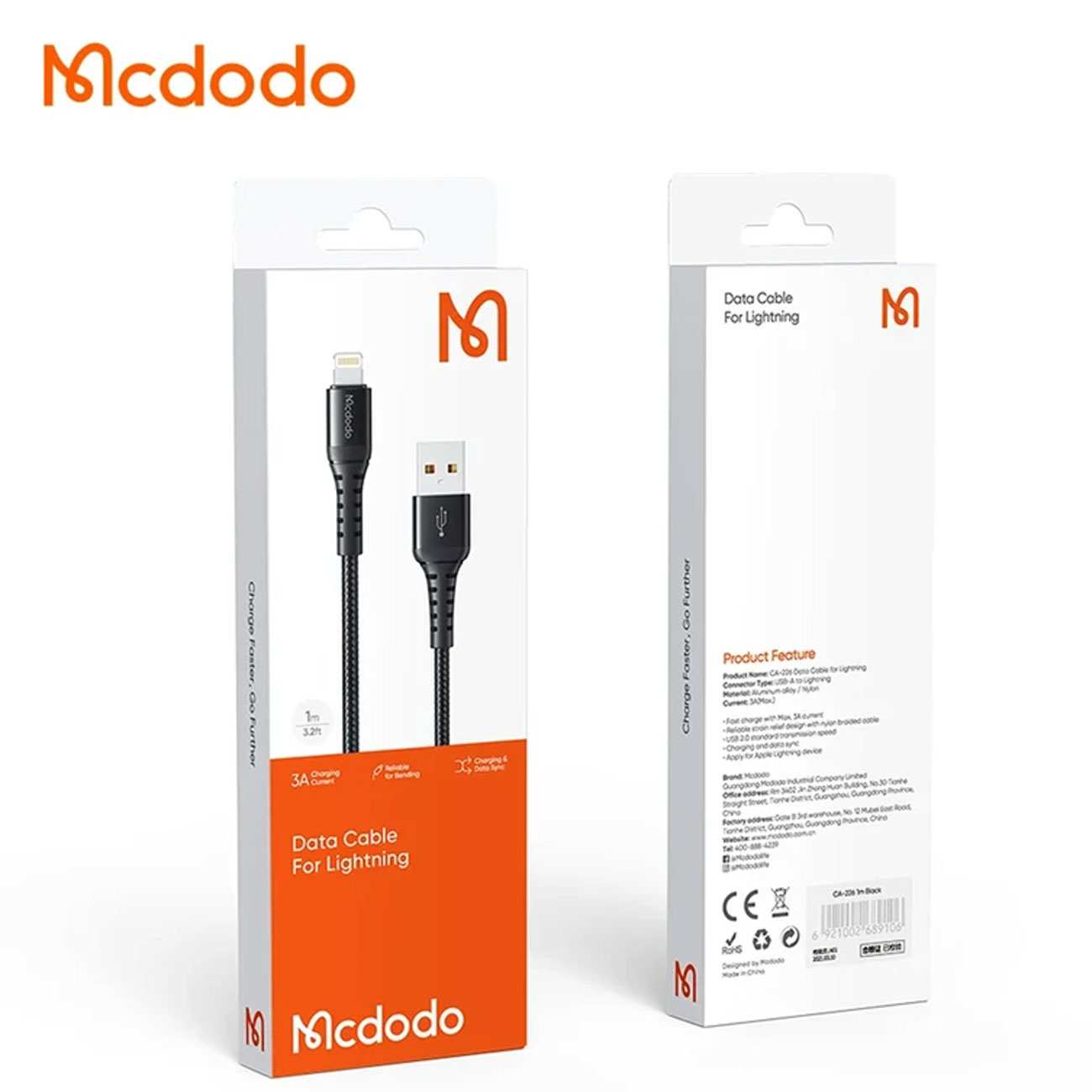 کابل فستشارژ یو اس بی به لایتنینگ 18 وات 3 آمپر 3 متری مکدودو CA-2263