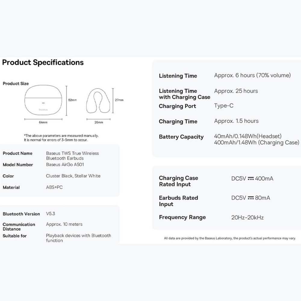 هندزفری بلوتوثی 5.3 گیرهای بیسوس AS01