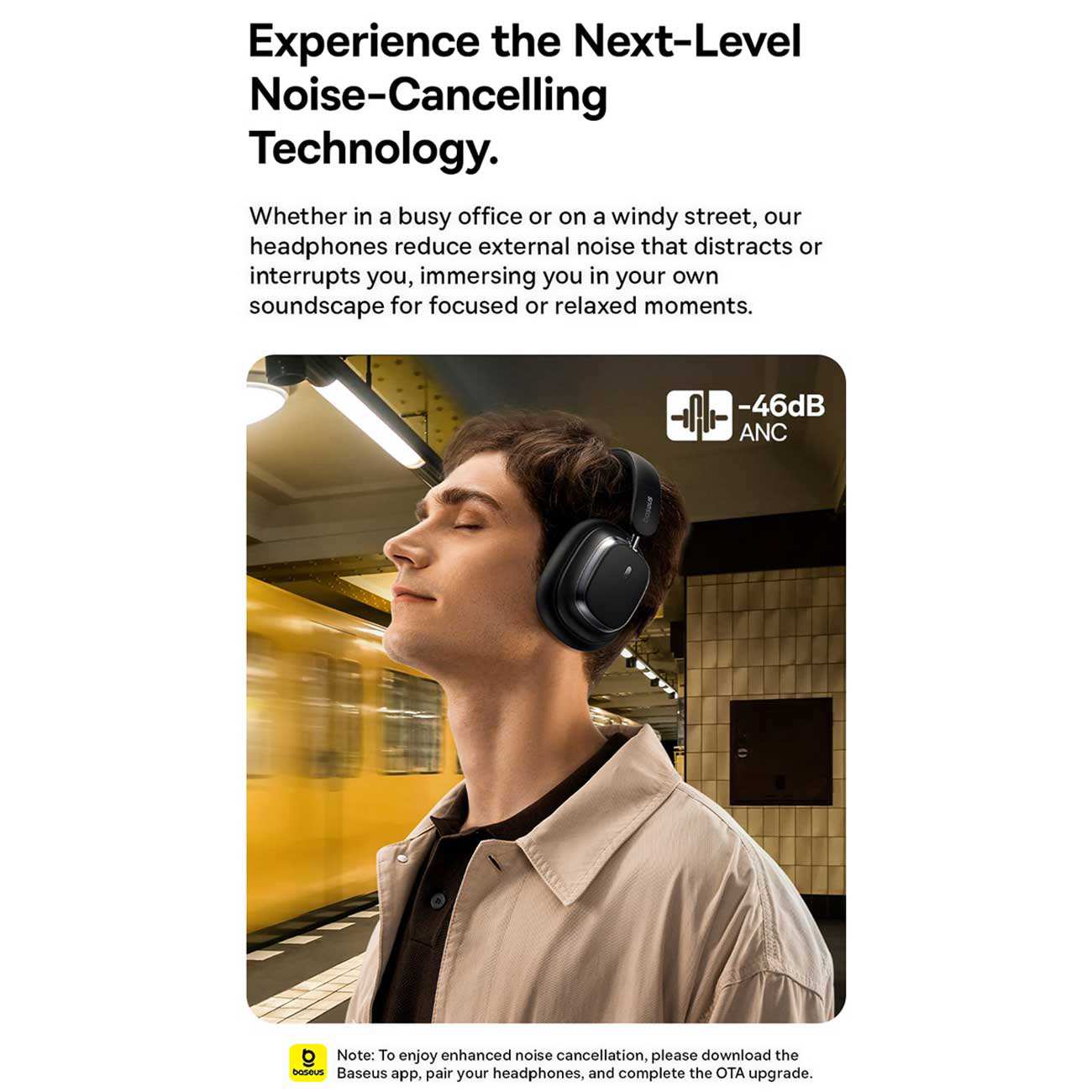 هدفون گیمینگ بیسیم نویز کنسلینگ فعال ANC با اتصال دوگانه بیسوس Bowie H1s A00075301113