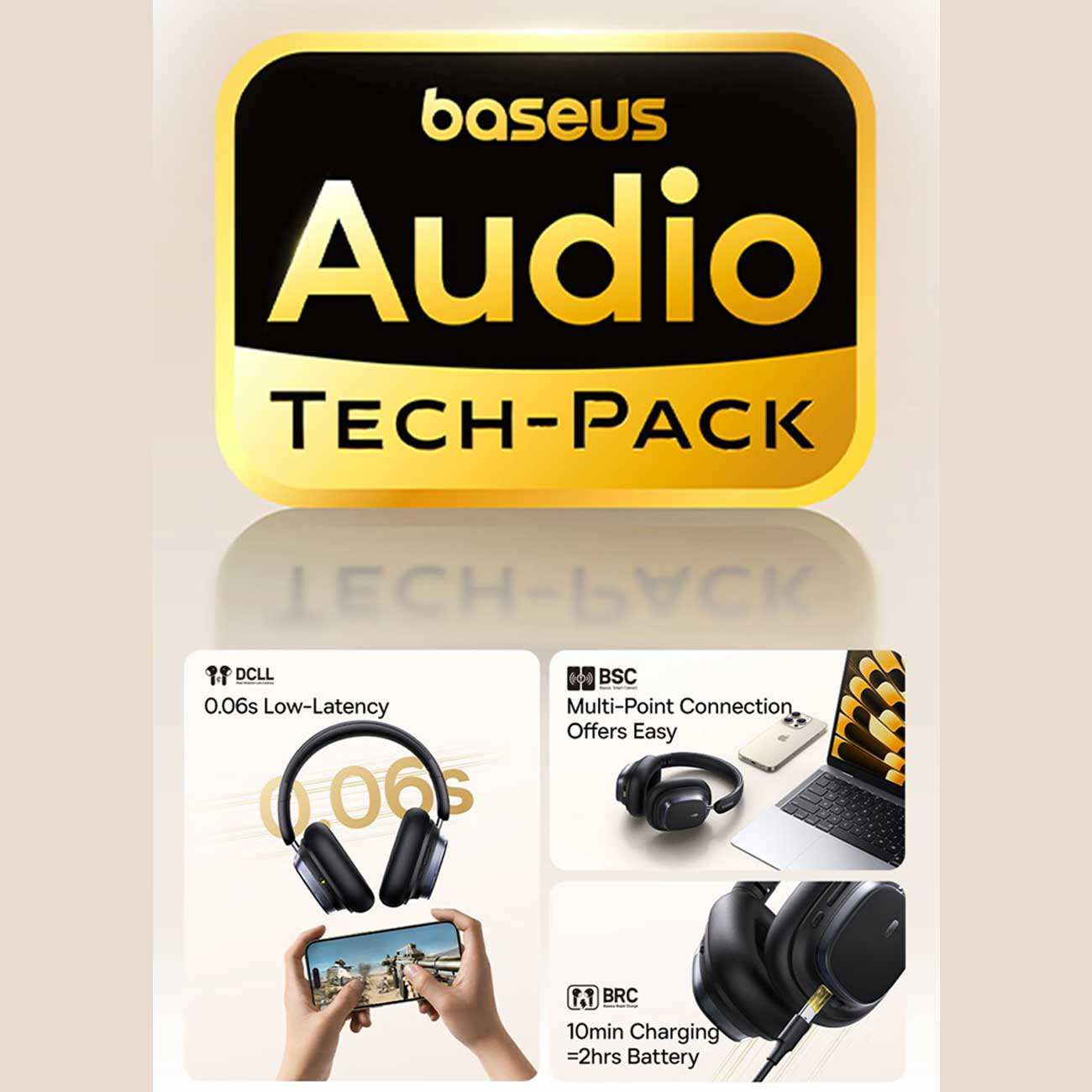 هدفون گیمینگ بیسیم نویز کنسلینگ فعال ANC با اتصال دوگانه بیسوس Bowie H1s A00075301113