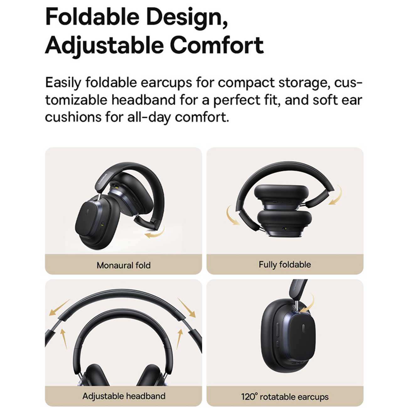 هدفون گیمینگ بیسیم نویز کنسلینگ فعال ANC با اتصال دوگانه بیسوس Bowie H1s A00075301113