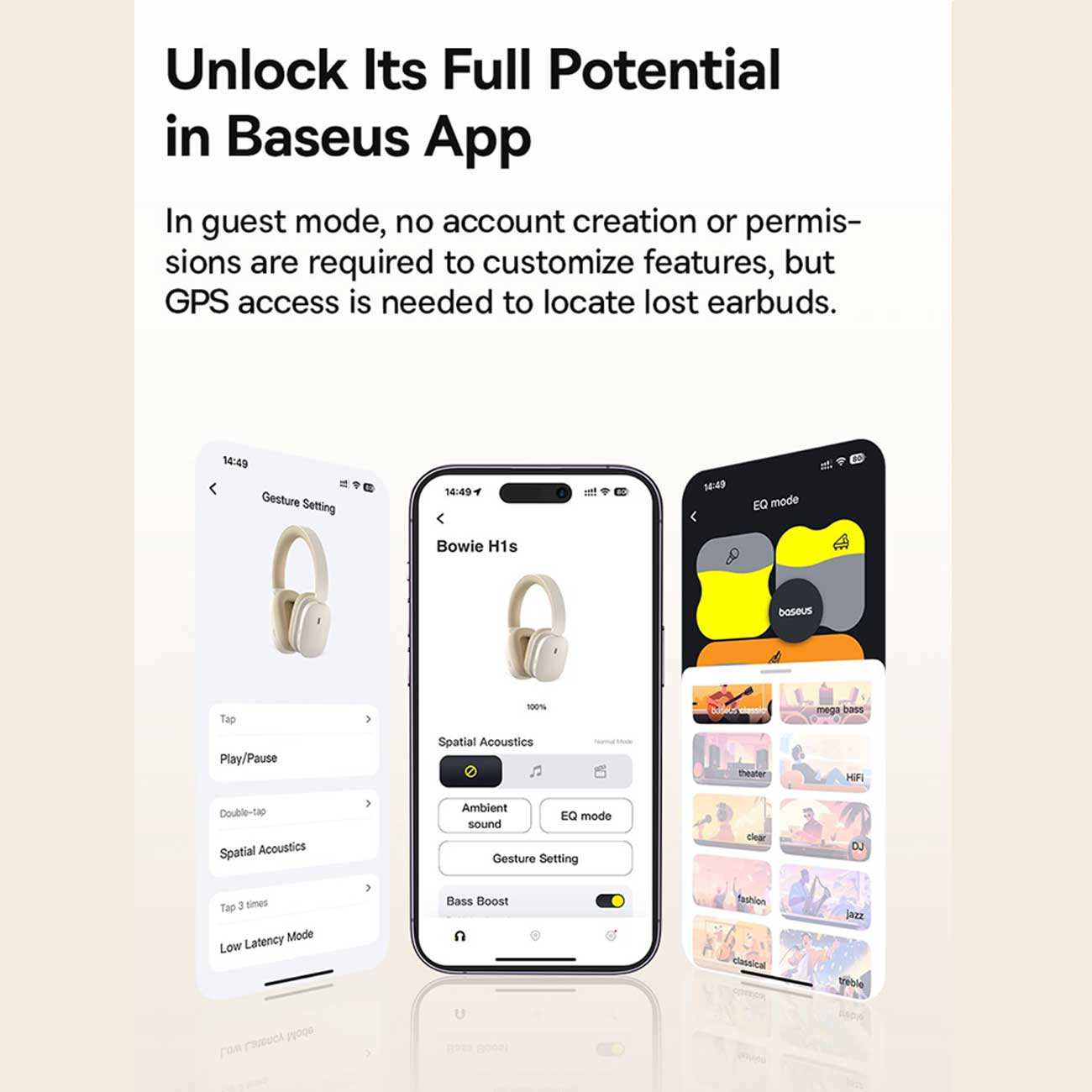 هدفون گیمینگ بیسیم نویز کنسلینگ فعال ANC با اتصال دوگانه بیسوس Bowie H1s A00075301113