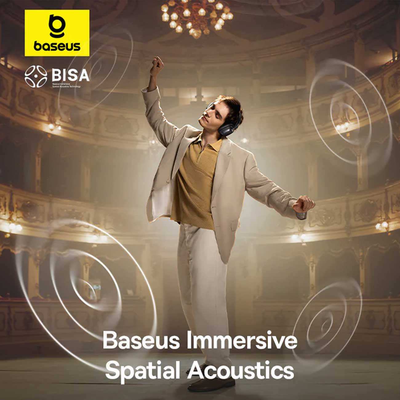 هدفون گیمینگ بیسیم نویز کنسلینگ فعال ANC با اتصال دوگانه بیسوس Bowie H1s A00075301113