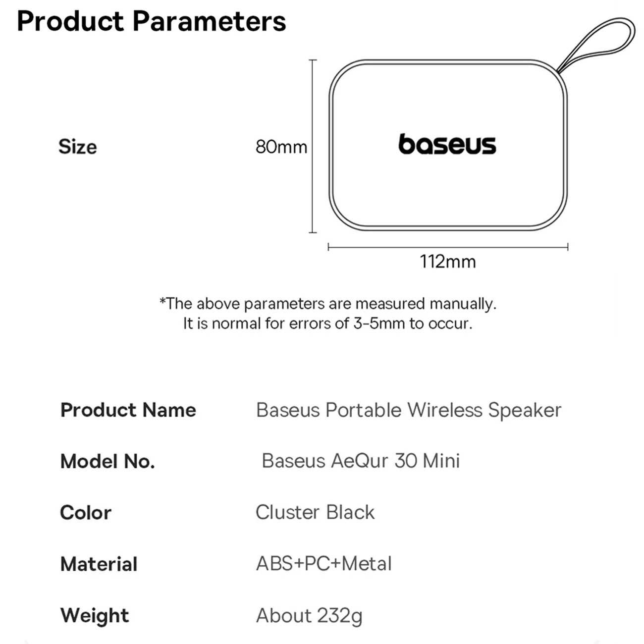 اسپیکر بلوتوثی قابل حمل بیسوس AeQur 30 Mini-A20077900123