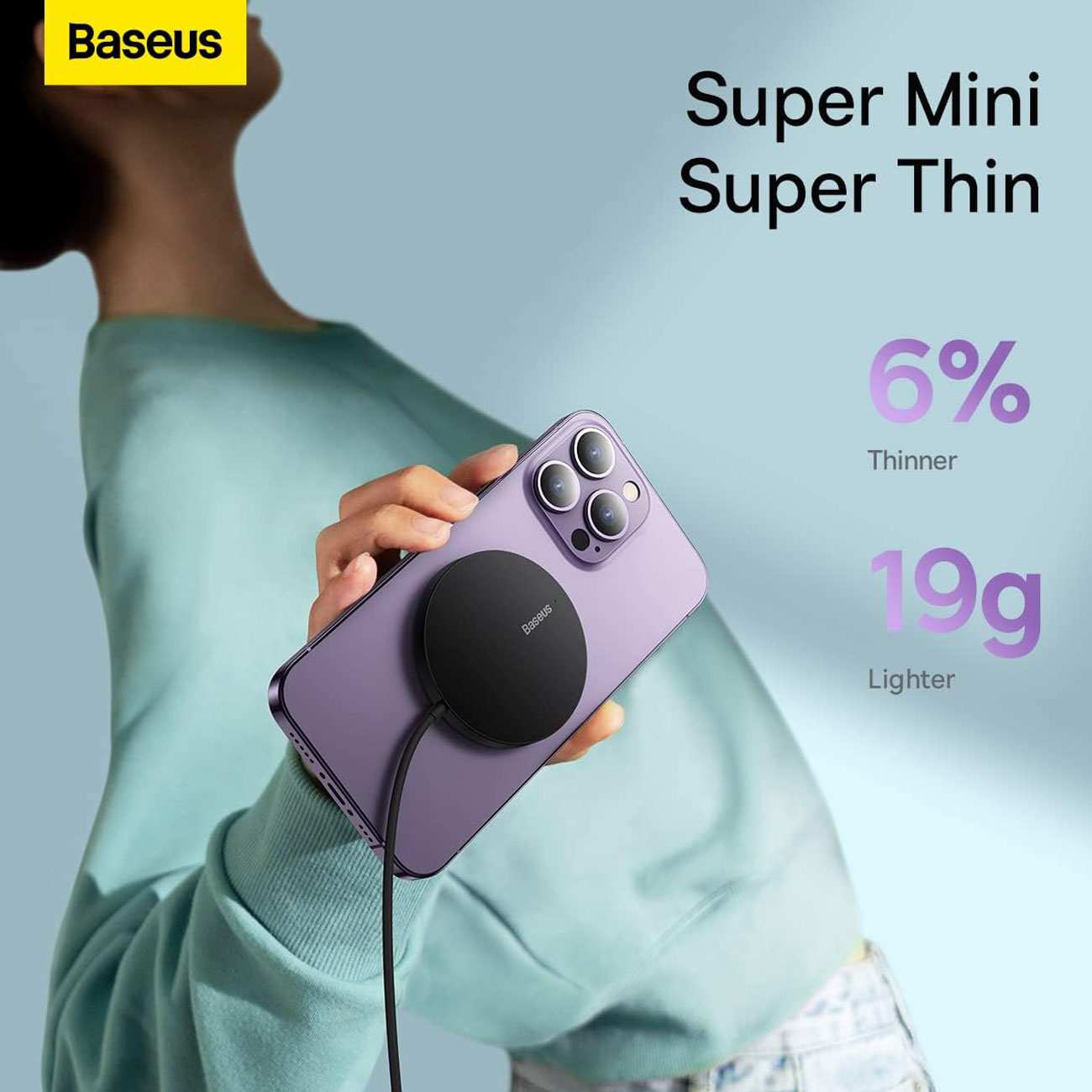 شارژر وایرلس مگنتی 15 وات بیسوس CCJJ040001 Mini3