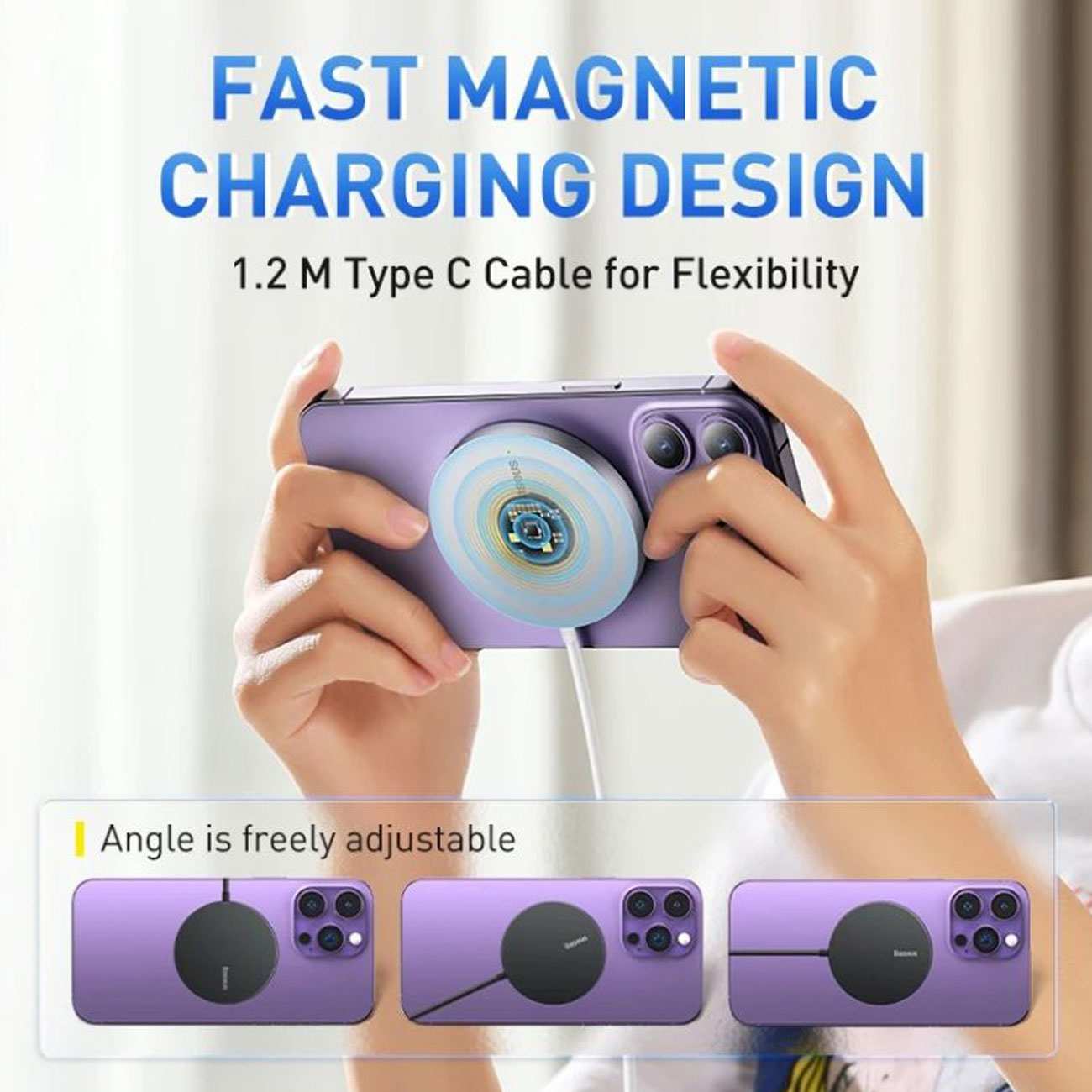 شارژر وایرلس مگنتی 15 وات بیسوس CCJJ040001 Mini3