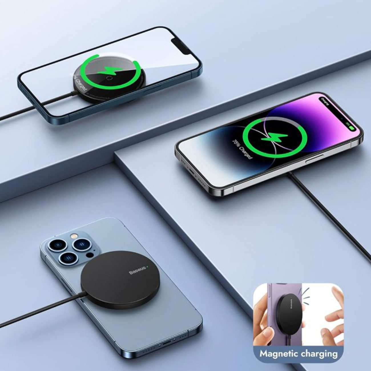 شارژر وایرلس مگنتی 15 وات بیسوس CCJJ040001 Mini3