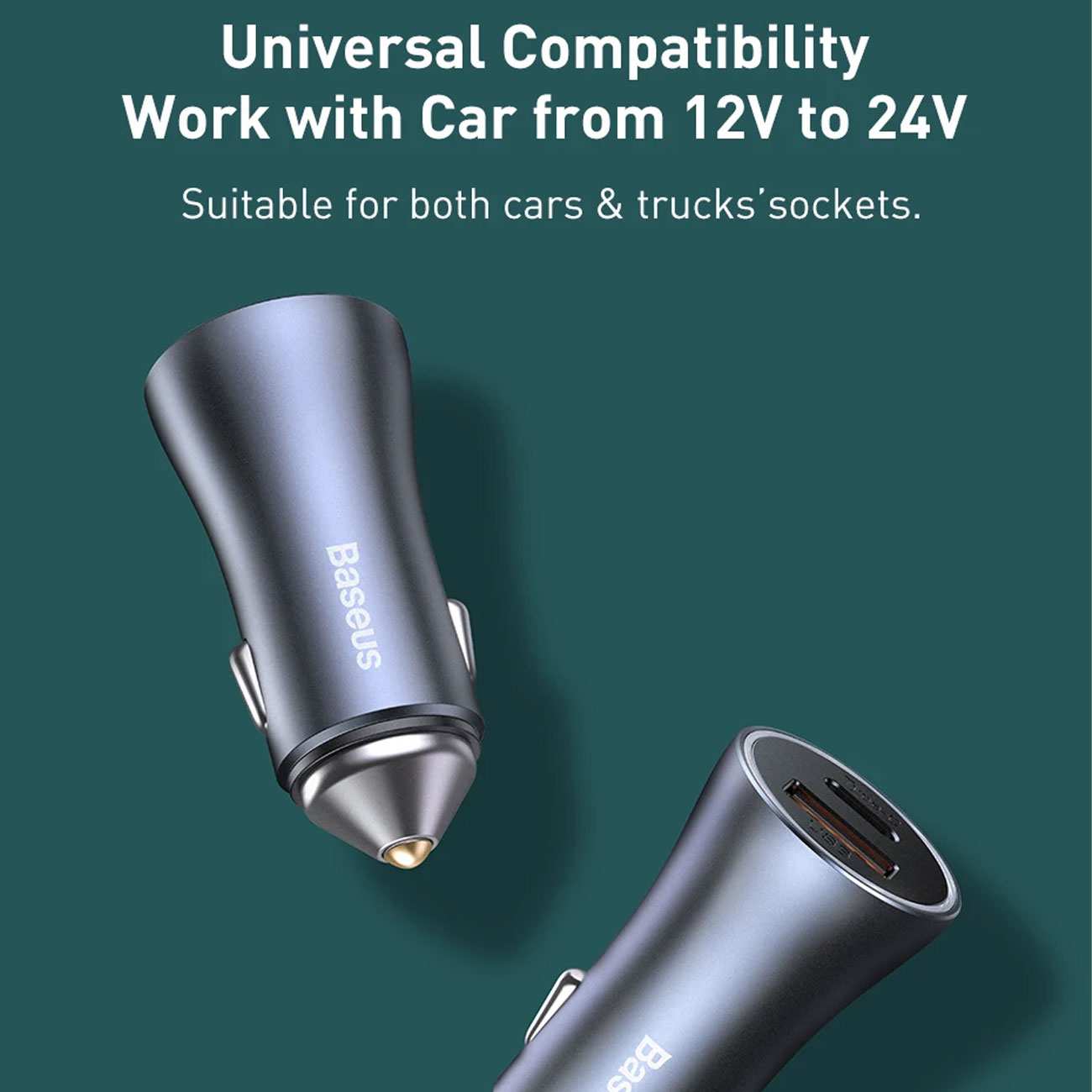 شارژر فندکی فست شارژ ماشین تایپ سی 40 وات بیسوس TZCCJD-B0G با کابل تایپ سی به لایتنینگ