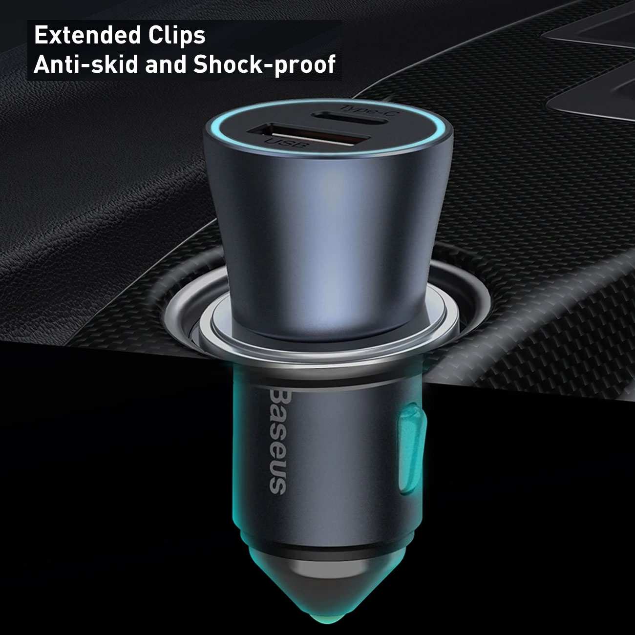 شارژر فندکی فست شارژ ماشین تایپ سی 40 وات بیسوس TZCCJD-B0G با کابل تایپ سی به لایتنینگ