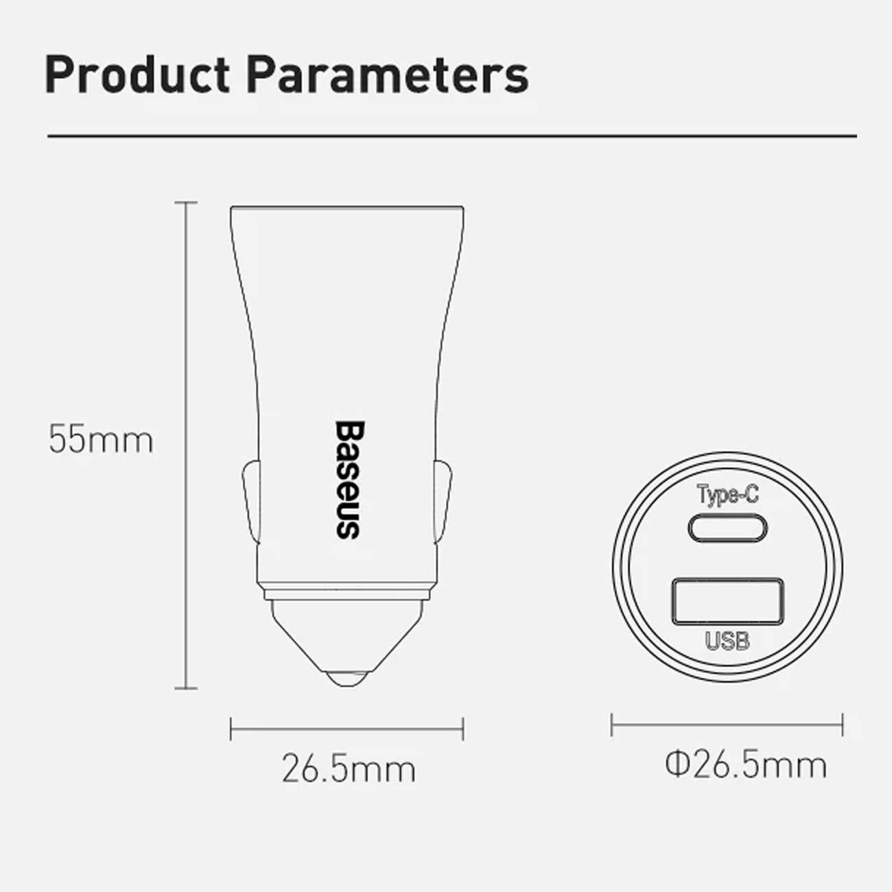 شارژر فندکی فست شارژ ماشین تایپ سی 40 وات بیسوس TZCCJD-B0G با کابل تایپ سی به لایتنینگ