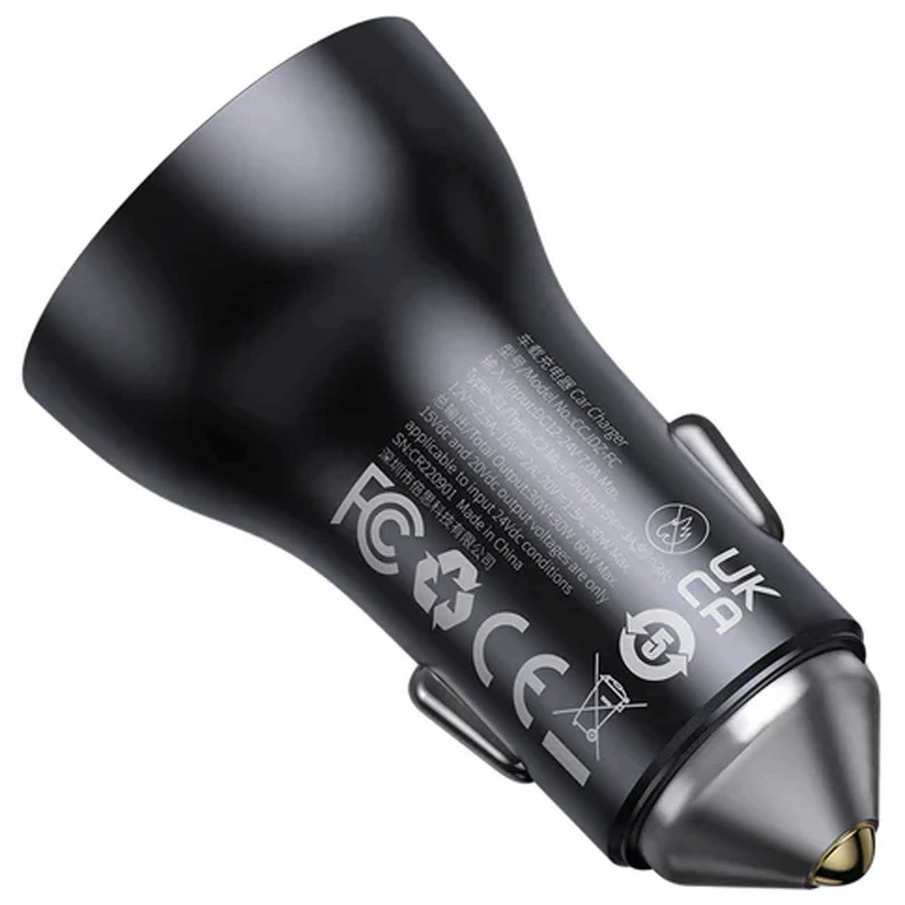 شارژر فندکی فست شارژ ماشین تایپسی 60 وات بیسوس CGJM000213