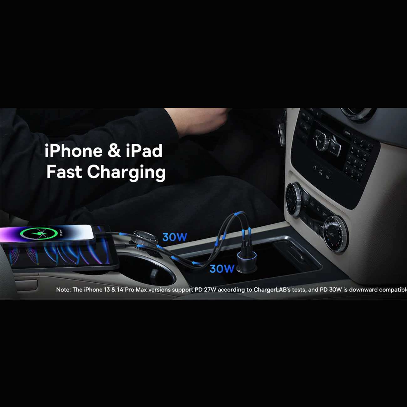 شارژر فندکی فست شارژ ماشین تایپسی 60 وات بیسوس CGJM000213