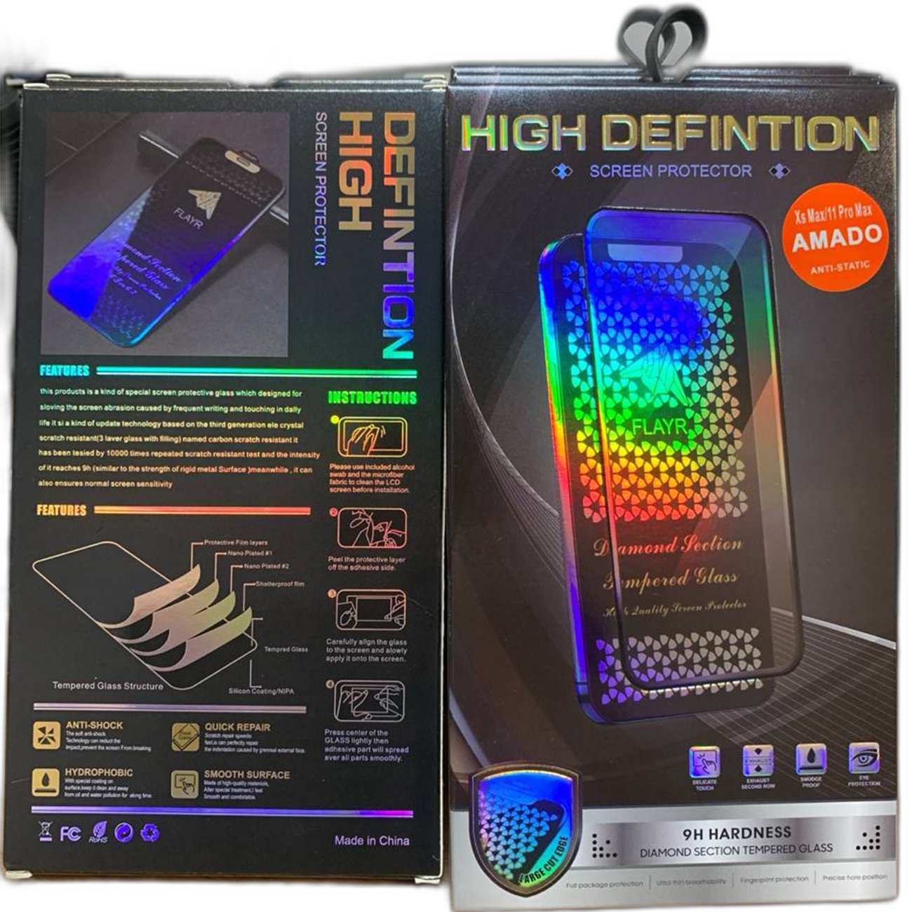 گلس تمام صفحه آیفون 11 پرومکس و آیفون ایکساسمکس آمادو HIGH DEFINTION