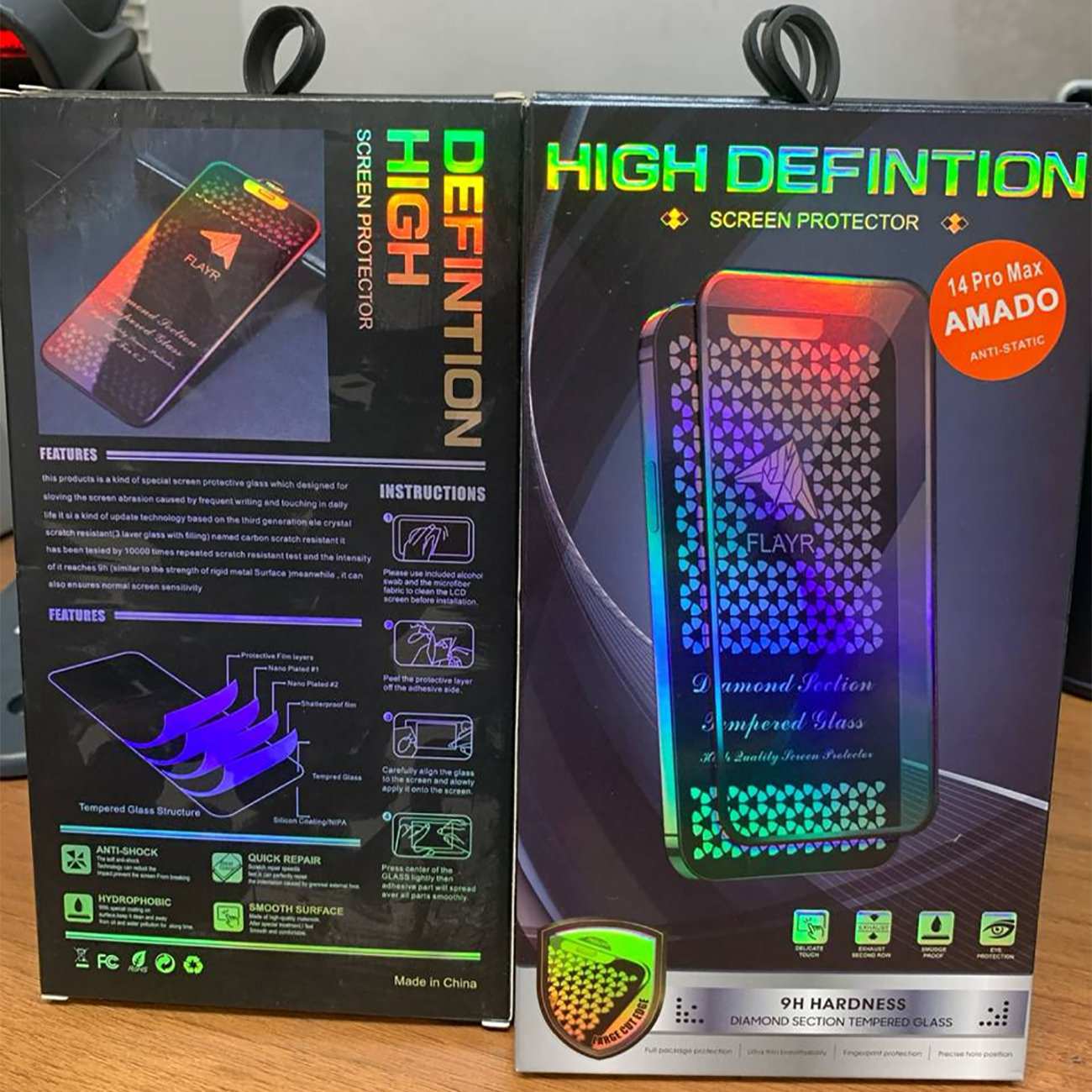 گلس تمام صفحه آیفون 14پرو مکس آمادو HIGH DEFINTION