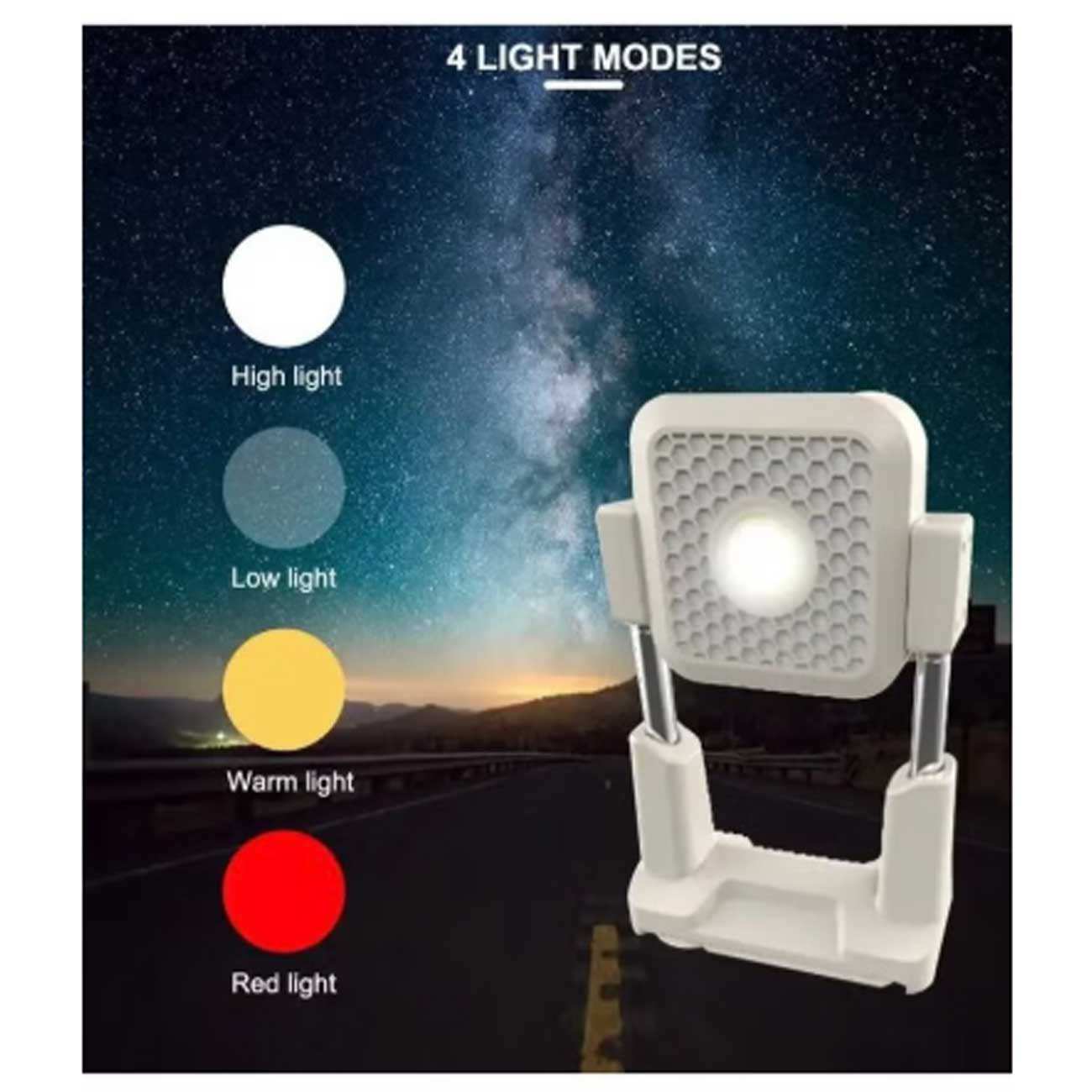 چراغ کمپینگ پایهدار شارژی خورشیدی با نور چند رنگ ch-23060-b